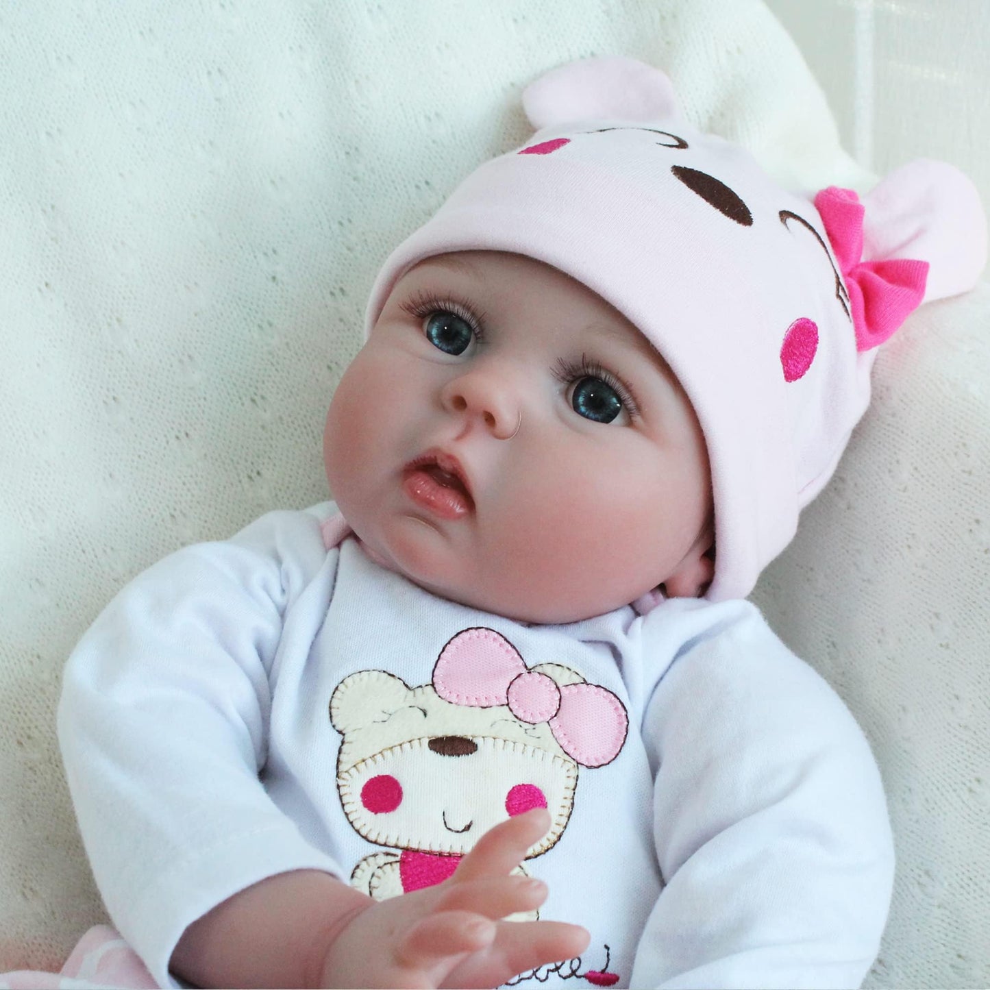 CHAREX 22" Reborn Baby Doll Lucy, Realistic Soft Vinyl Weighted Doll, Gift Set