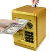 Cargooy Mini Atm Piggy Bank Atm Machine Best Gift For Kids,Electronic Code Piggy Bank Money Counter Safe Box Coin Bank For Boys Girls Password Lock Case (Gold)