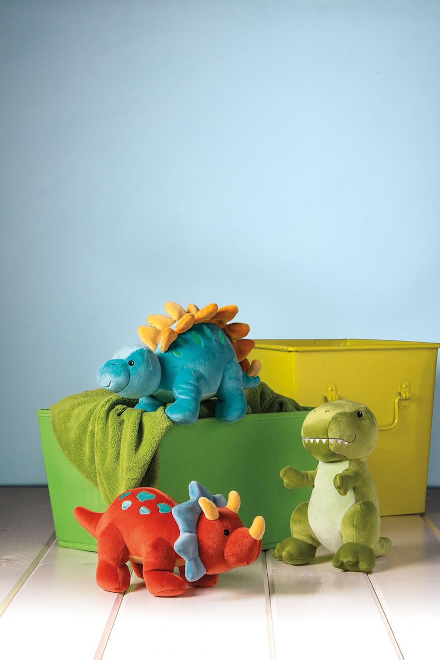 Mary Meyer Stuffed Animal Smootheez Pillow-Soft Toy, 10-Inch Blue Stegosaurus Dinosaur, Soft Polyester Material, Model 54403
