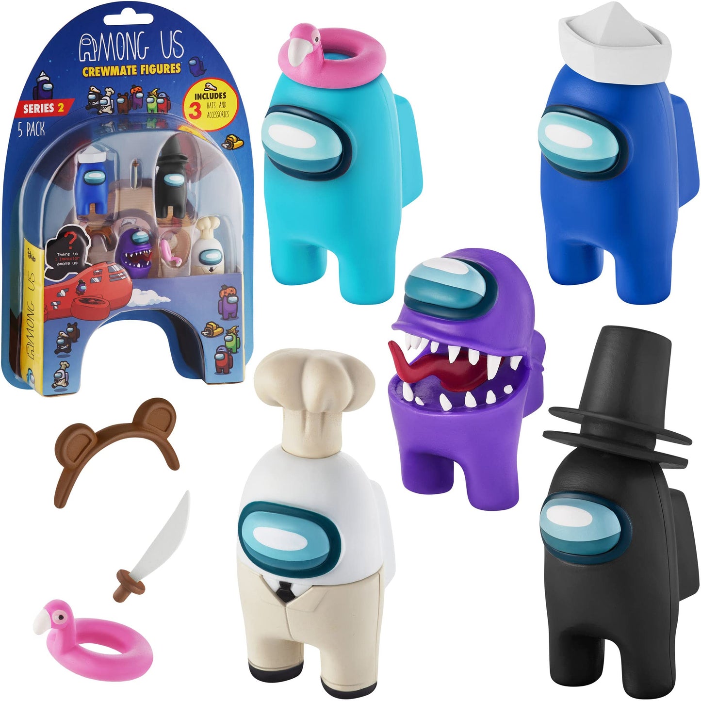 P.M.I. Among Us Crewmate Figures | 5 Among Us Toys Out Of 16 Collectibles In 1 Pack | Among Us Merch Incl. The Peeled And The Clogged | 1 Hidden Impostor | Mini Toys With 3 Add’L Hats | Kids’ Toys