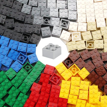 Feleph 2X2 Bricks 400 Pieces Multicolored Classic Parts Building Creative Play Blocks Set Toy Basic Accessories Compatible With 3003 Major Brick Brands (Multicolored)