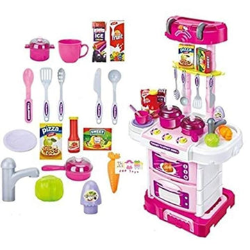 SQUICKLE 3 in 1 Little Chef Kids Kitchen Play Set with Light & Sound Cooking Kitchen Set Play Toy/Pretend Play Kitchen Cooking S