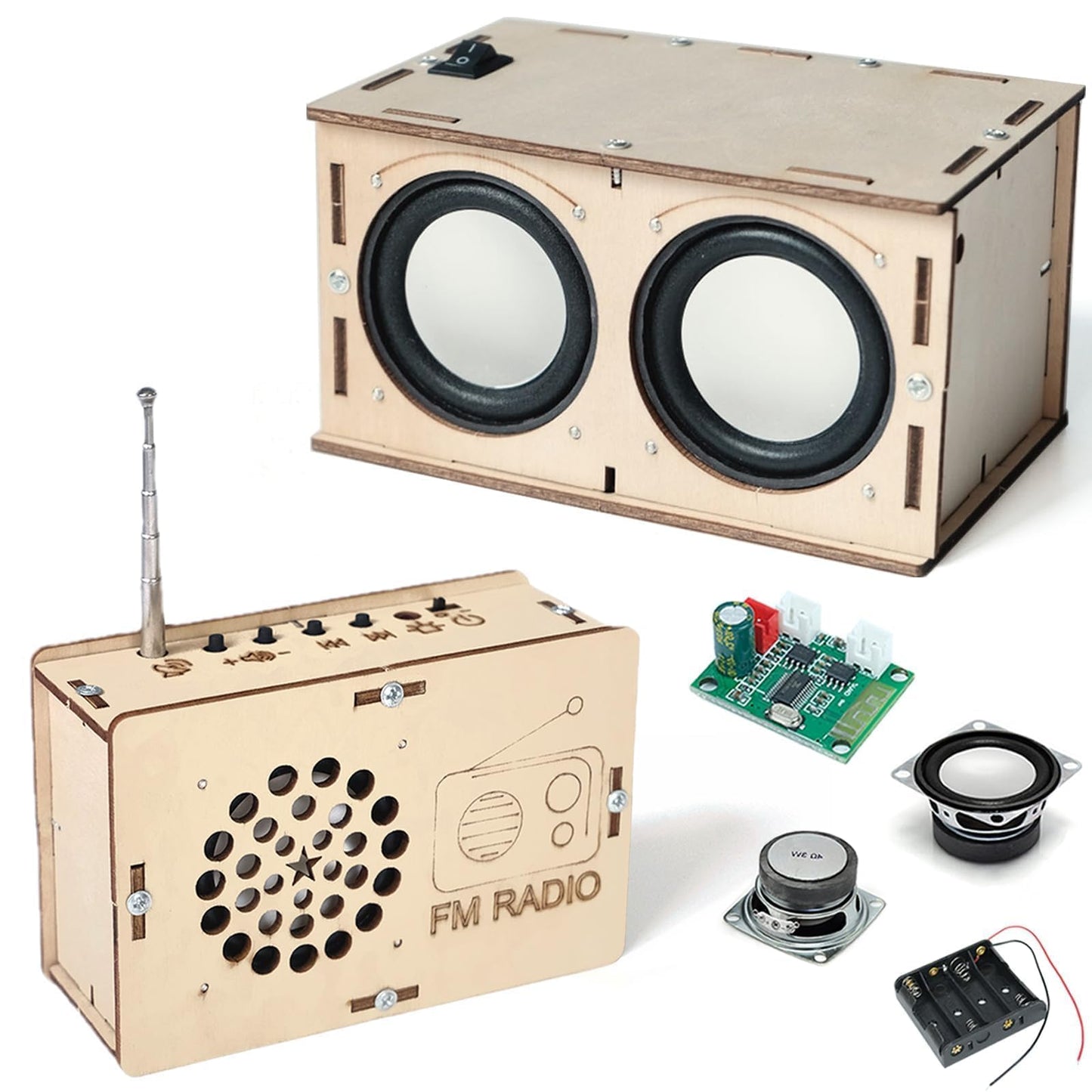 ANNISOKA STEM Building Kits for Kids 8-16, DIY FM Radio, Engineering Circuits, Model DK01, Wood