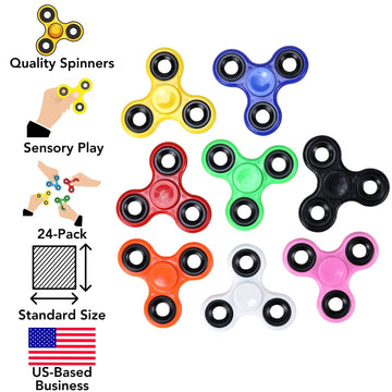 Iconikal Fidget Spinner 24-Pack Assorted Colors - Random Color Bulk Set, Model 22224