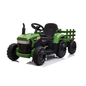 Tobbi Kids Electric Ride On Toy Tractor, 12V Battery-Powered 4 Wheels Ride On Car With Trailer, 35W Dual Motors/3-Gear-Shift/Led Lights/Usb Audio Functions For Toddlers 3-6 Years-Dark Green