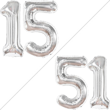 Giant, Silver 15 Balloons Number - 40 Inch | Number 15 Balloons, Happy 15Th Birthday Decorations For Girls | Silver 15 Number Balloon, 15 Birthday Decorations Boy | 15Th Birthday Decorations For Boys