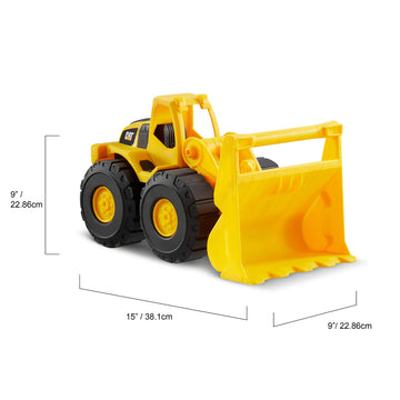 CAT Construction Toys, Tough Rigs 15'' Dump Truck & Loader Set Toys 2 Pack Ages 2+, Kid Powered CATerpillar Vehicle Set, Indoor