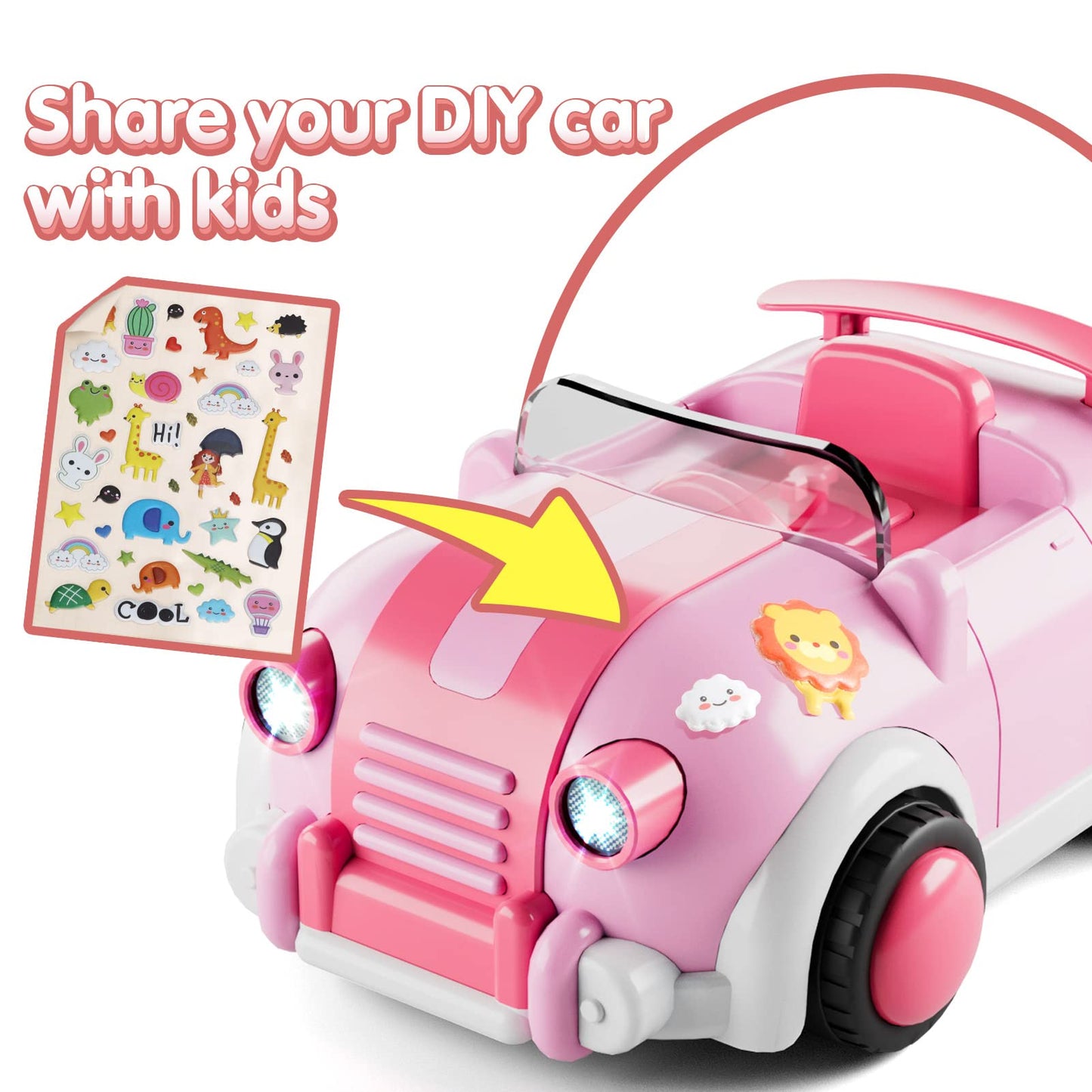 Love Life Girls Toys Age 3+,Remote Control Cars For Kids,With 3 Cartoon Dolls, Rc Car With Music And Lights,Gifts For 3+ Year Ol