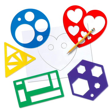 Karty Shape Stencil Set for Kids - 10 Piece Set - Colorful Drawing Template Kit - Fun Arts and Crafts Supplies, Gift Idea for Bo