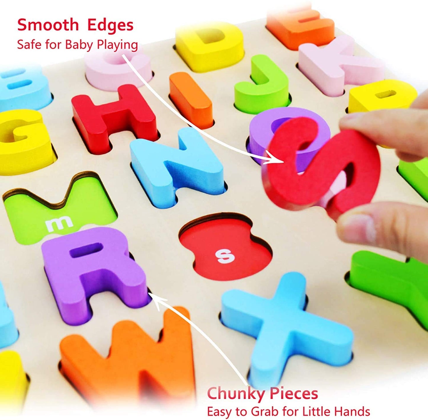 WOOD CITY Alphabet Puzzle - Educational ABC & Number Learning Toys for Toddlers, 2 Pack, Wooden, Ideal for Ages 1-3