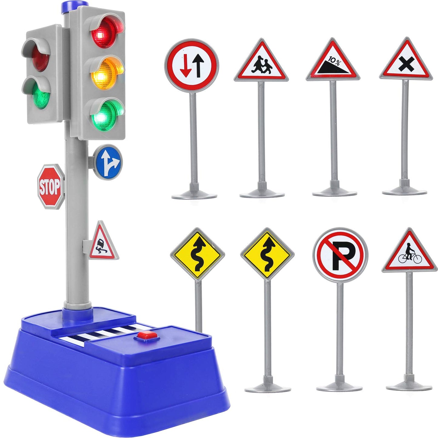 Kiddie Play Traffic Signs And Crosswalk Light Signal Toys For Kids (12Pcs)