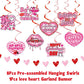Happy Galentines Day Banner, Red Glittery Galentines Day Decorations with Heart Garland Hanging Swirls, Ladies Girls Happy Vale