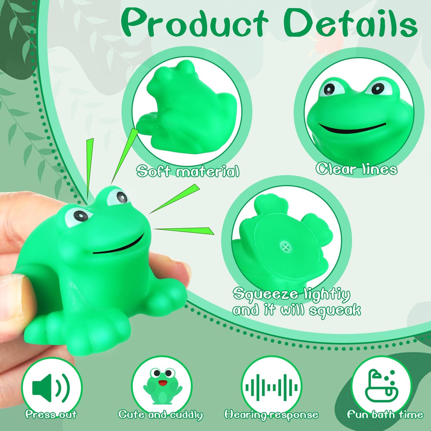 Kymqlyw 50 Pcs Rubber Frog Squeak And Floating Bulk Frog Rubber Bath Toy Mini Frog Toys Frog Bathtub Toys Float For Summer Pool