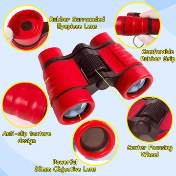 Essenson Binoculars For Kids Toys Gifts For Age 3-12 Years Old Boys Girls Kids Telescope Outdoor Toys For Sports And Outside Play Hiking, Bird Watching, Travel, Camping, Birthday Presents (Red)