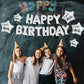 Toniful 35Pcs Silver Happy Birthday Decorations 16 Inch Happy Birthday Balloon Banner With Star Balloons Mylar Foil Birthday Par