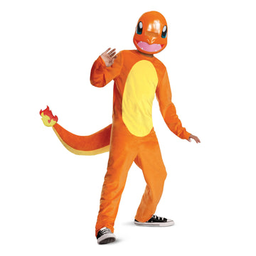 Disguise Kids Pokemon Charmander Costume | Boys Charmander Cosplay | Starter Pokemon Costume | With Headpiece & Tail, Size 10-12
