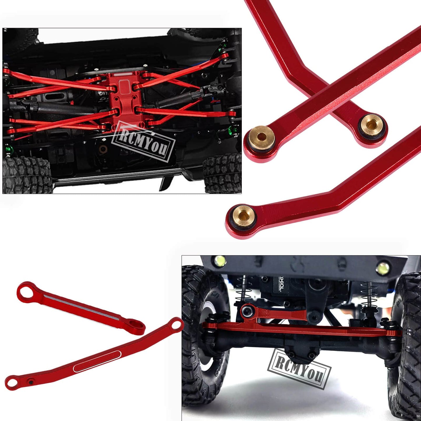 RCMYou RC Upgrades Part High Clearance Chassis Links & Skid Plate & Steering Rod Tie Links for 1/24 Axial SCX24 Bronco AXI00001