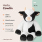 Bearington Cowlin The Cow Plush Toy: 15” Tall Friendly Stuffed Farm Animal, Black And White With Velour Faux-Fur And Soft Horns; Surface Washable; Great Gift For Boys, Girls, Animal Lovers Of All Ages