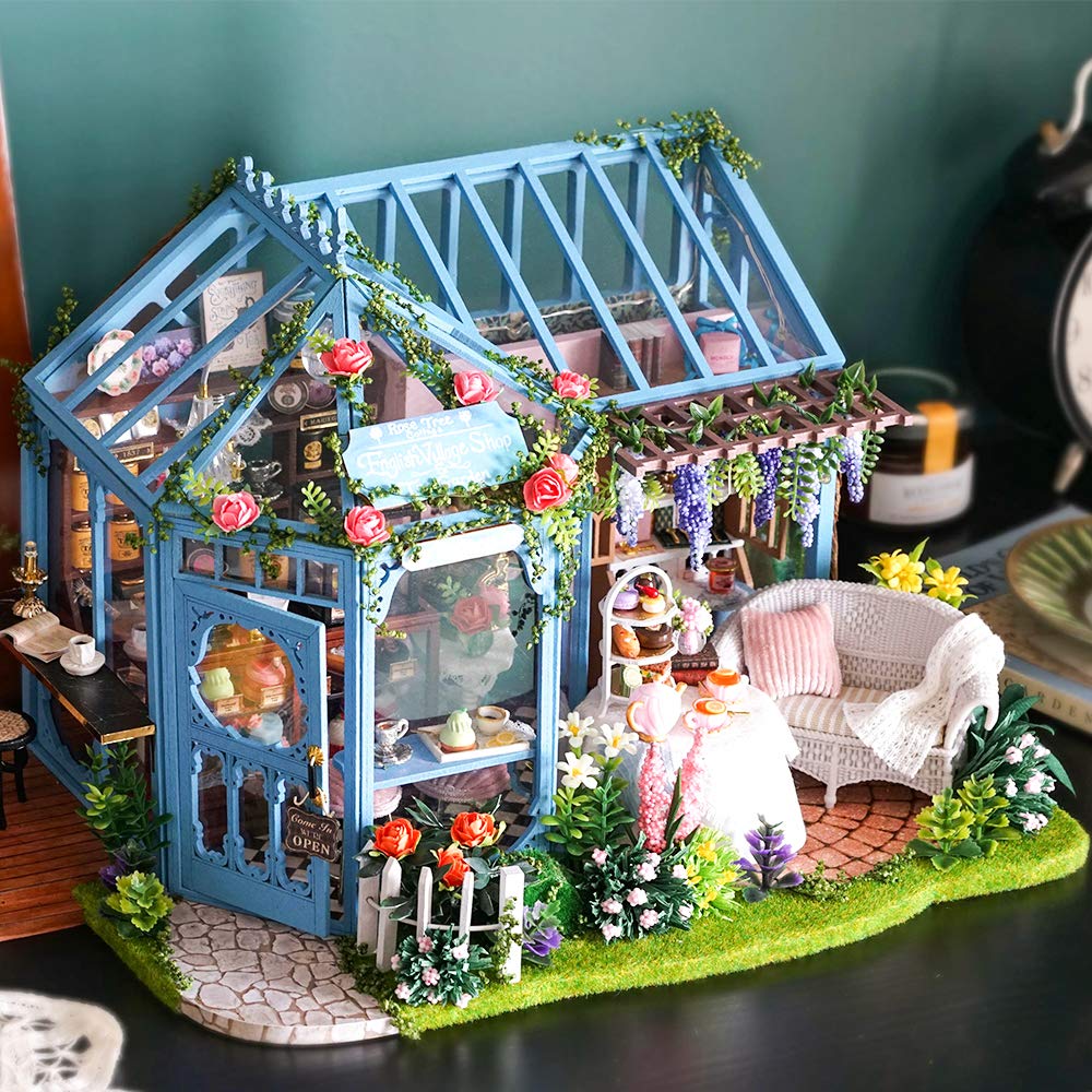 Cutebee Dollhouse Miniature House With Furniture, Diy Dollhouse Kit With Dust Proof, Music Movement, 1:24 Scale Creative Room For Valentine'S Day Gift For Family And Friends (Rose Garden Tea House)