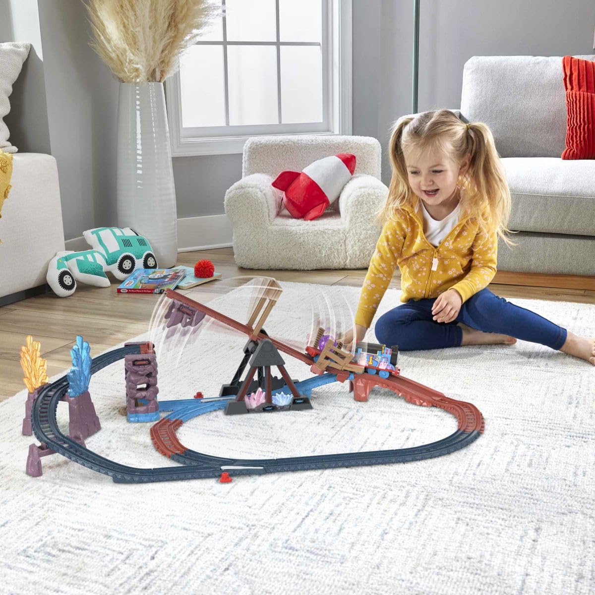 Thomas & Friends Motorized Train Set - Crystal Caves Adventure, 8 Ft Track, Multicolor, Model HMC28, for Kids Ages 3+ Years