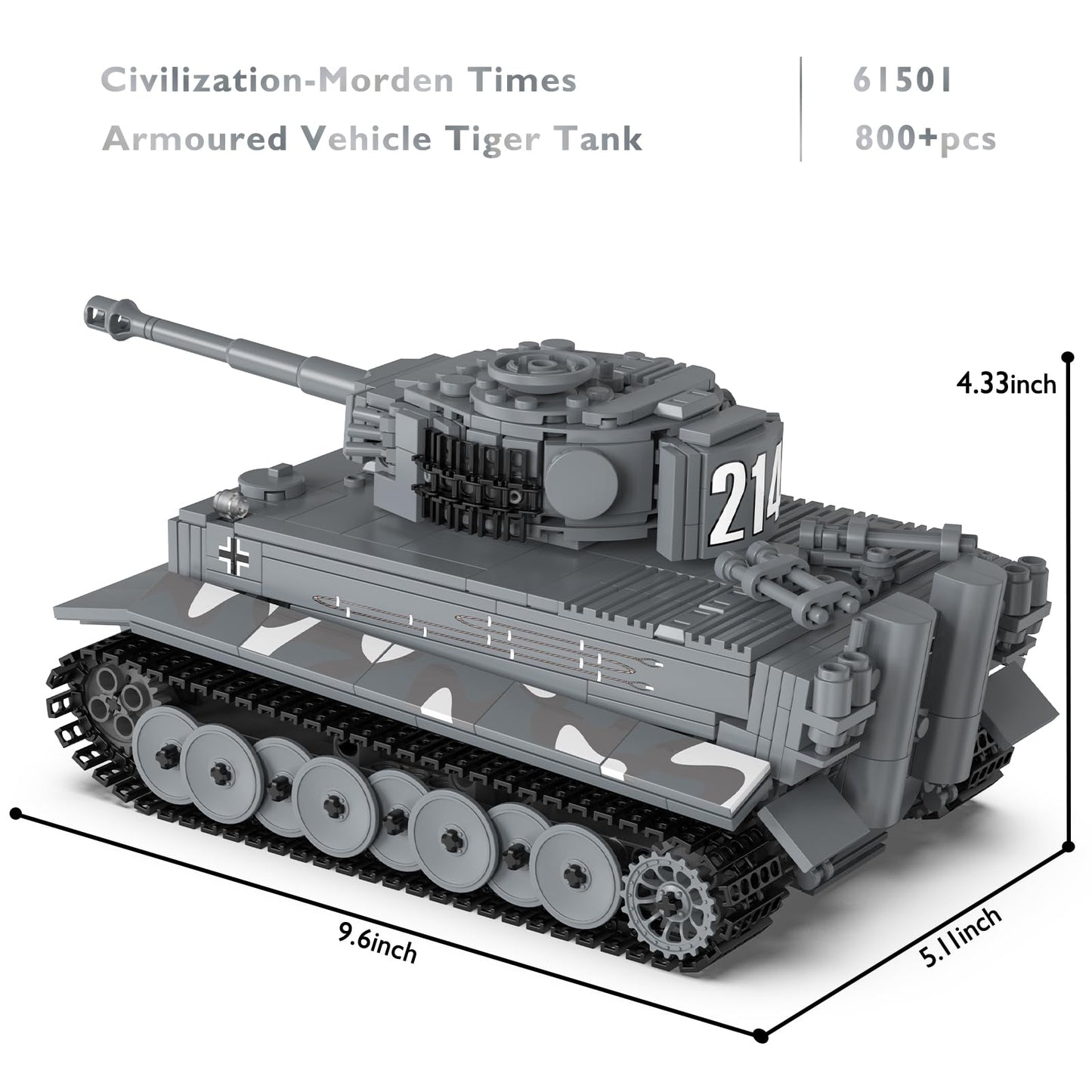 Jmbricklayer Tank Building Sets For Adults Or Boys - Ww2 Military Rc Tiger Army Tank Model Toy, Armed Construction Vehicle Set I