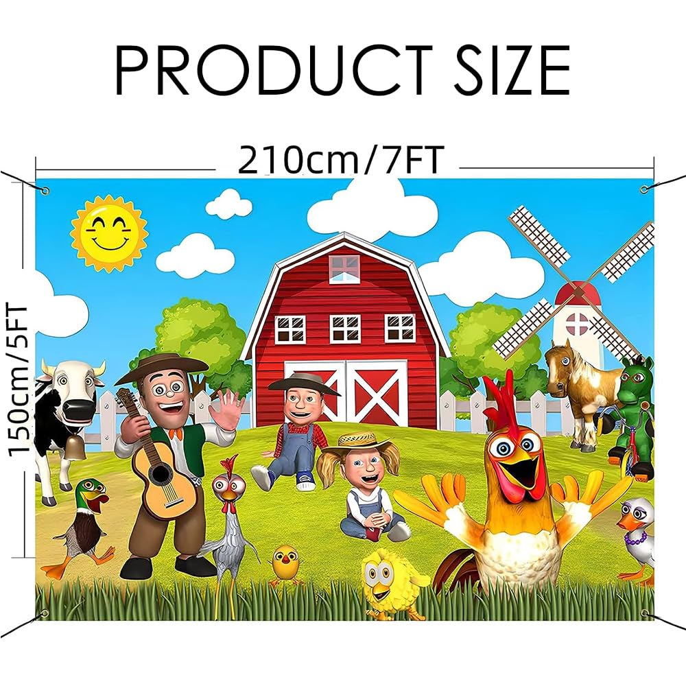 Yriowmi Farm Animals Theme Party Decorations,Children'S Birthday Party Background Fabric,Farm Animal Background Photo Banner,7 X