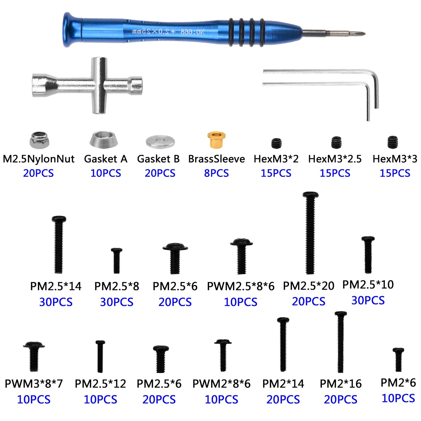 Vgoohobby 357Pcs Universal M2 M2.5 M3 RC Screws Kit Screw Fasteners Gasket Repair Tool Set Compatible with MN D90 D91 MN99S WPL