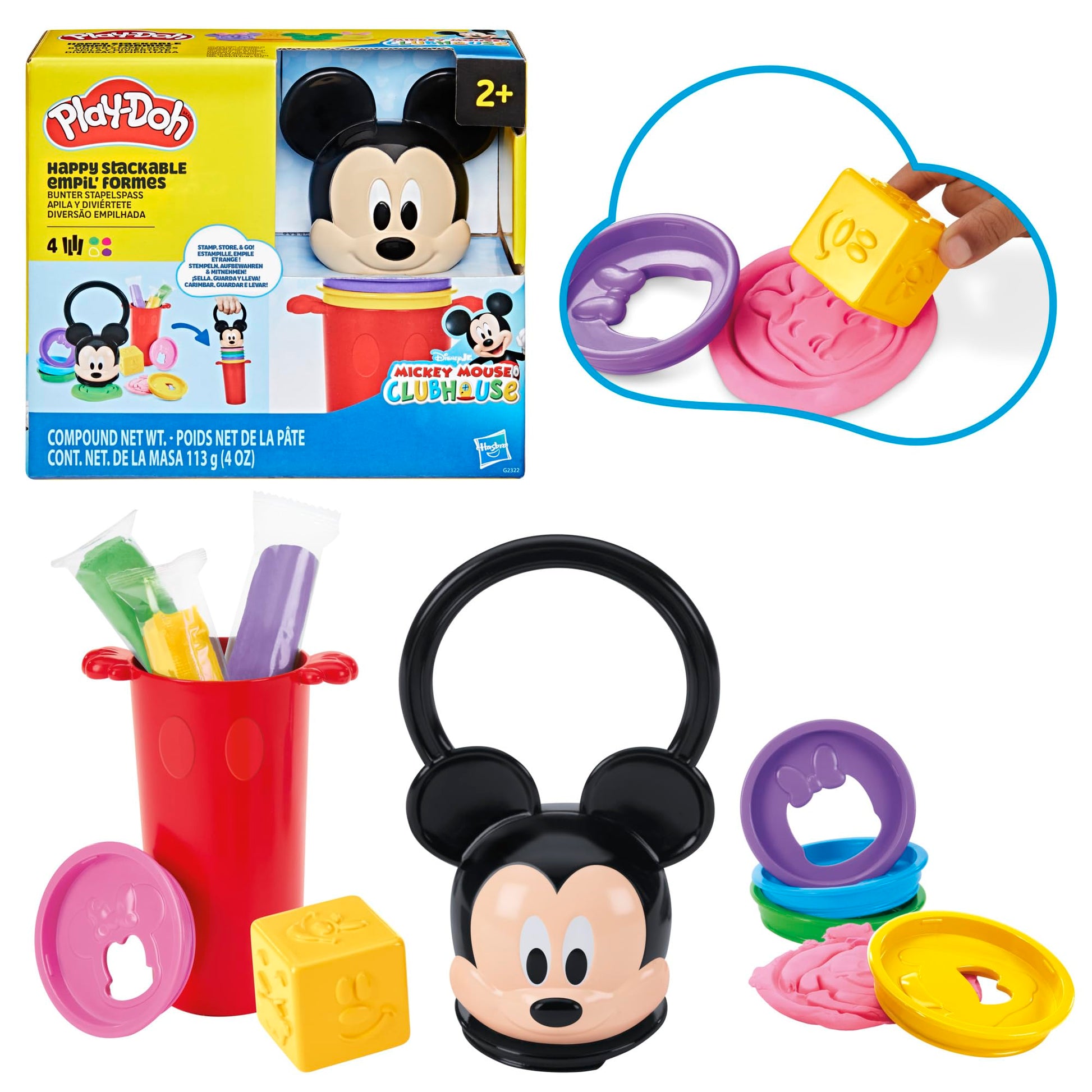 Play-Doh Disney Junior Mickey Mouse Clubhouse, Happy Stackable Toy Set, Preschool Toys, Arts & Crafts Gifts for Kids 2+