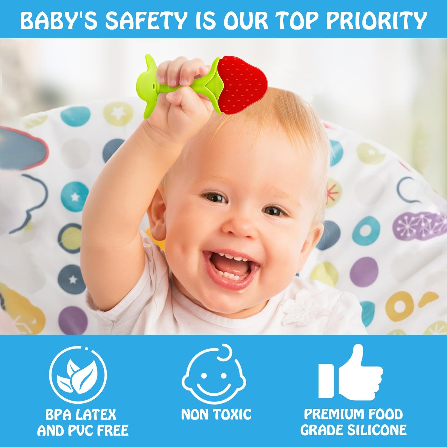 Tinabless Teething Toys - 5 Pack Infant Silicone Teethers, BPA-Free, Multicolor, Freezer Safe