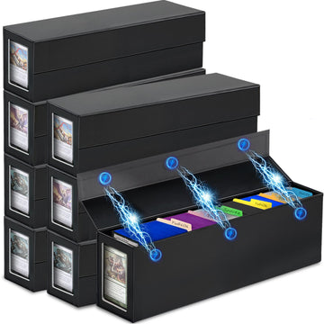 Trading Card Storage Box, Magnetic, Toploaders, Black, Bulk Boxes for Tcg, Sports, Game, Basketball, Fits 850 Sports and 1200 St