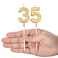 Nuanchu 35th Birthday Candles - Gold Cake Topper Decoration, 3.54" Length, Wax & Plastic, Ideal for Birthdays, Baby Showers, Anniversaries