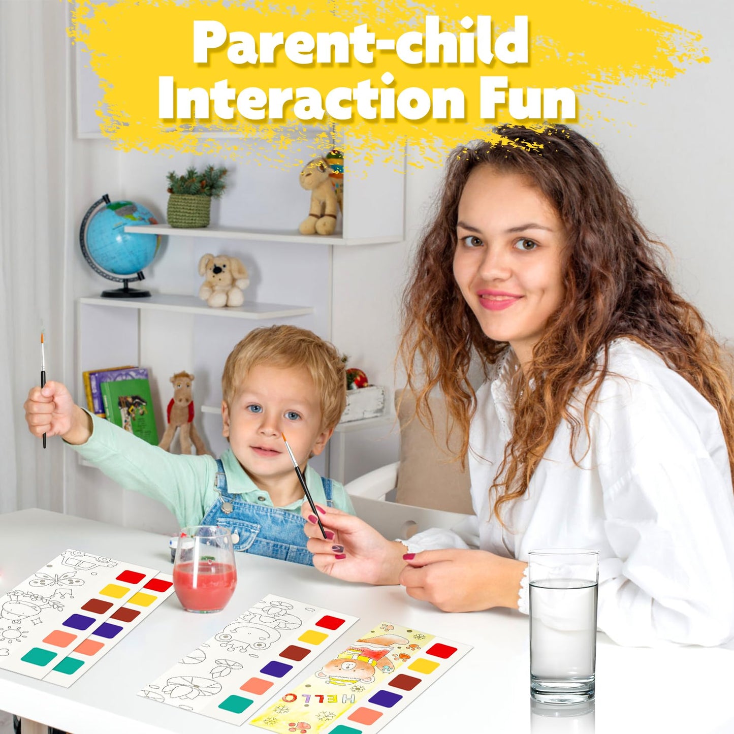 Watercolor Painting Book,Pocket Water Color Paint Mess Free Coloring for Kids Ages 2-4,3-5,6-8,Travel Arts and Crafts Creative V