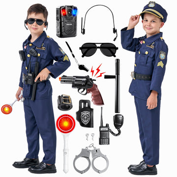 Mgparty Police Officer Costume For Kids Halloween Police Cosplay Accessories For Boys Girls Halloween Dress Up Party