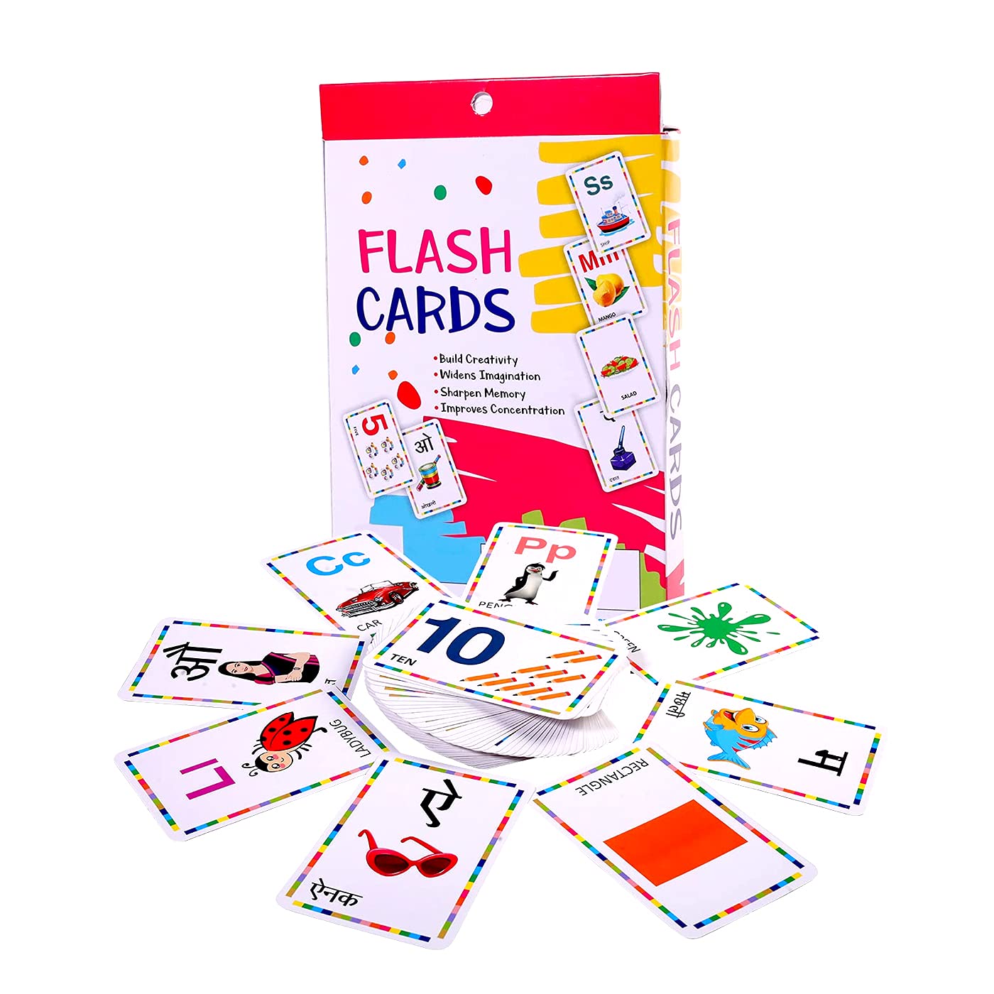 Fully 54 Double Sided Numbers And Alphabets Learning Flash Cards For Kids (Multicolor)