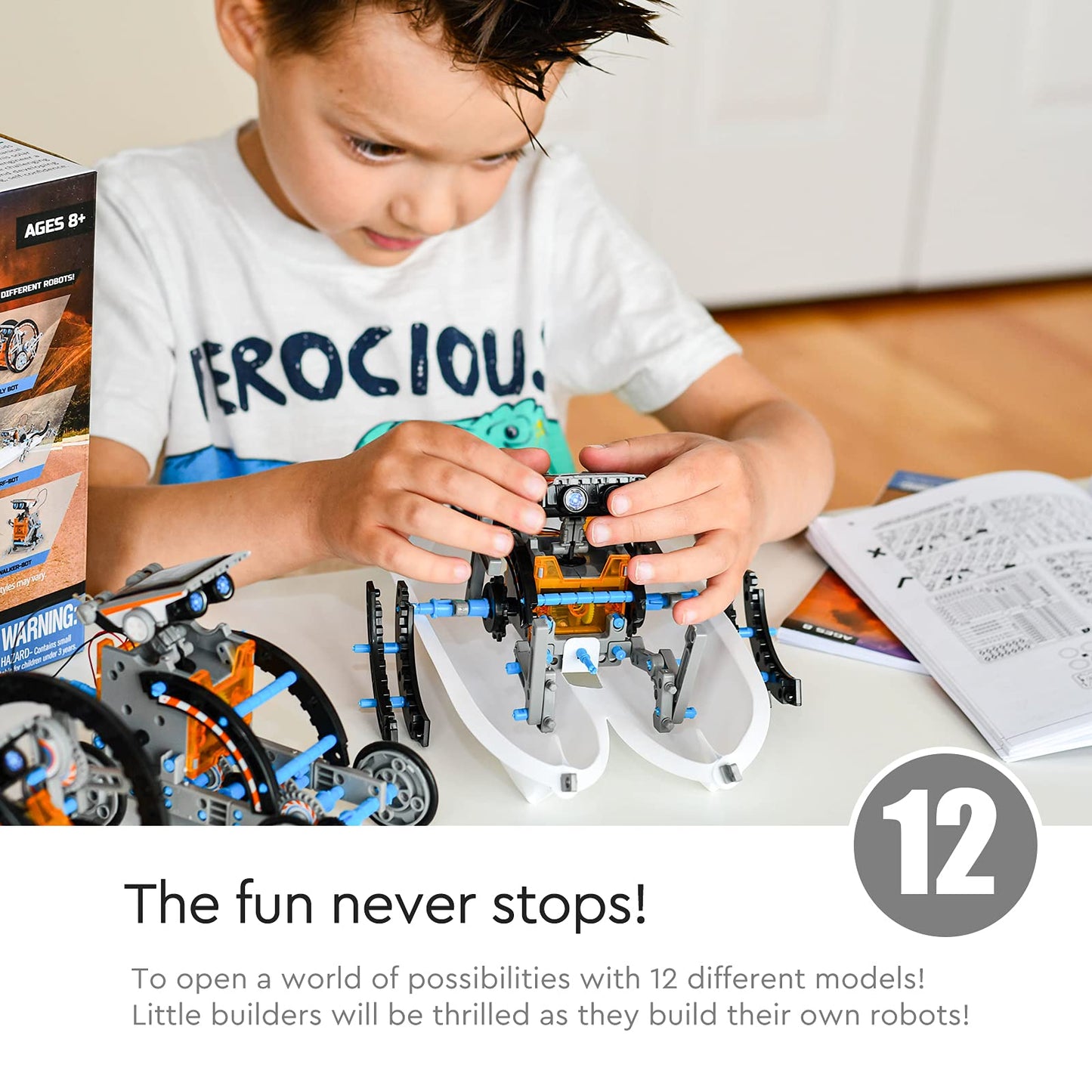 Ciro 12-In-1 Solar Robot Toys, Stem Education Activites Kits For Kids 8-12, 190 Pieces Building Sets
