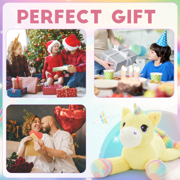 Tezituor 43In Giant Unicorn Plush Toys,Big Yellow Unicorn Stuffed Animals,Lovely Unicorn Birthday Decorations For Children,Great Unicorns Gifts For Girls