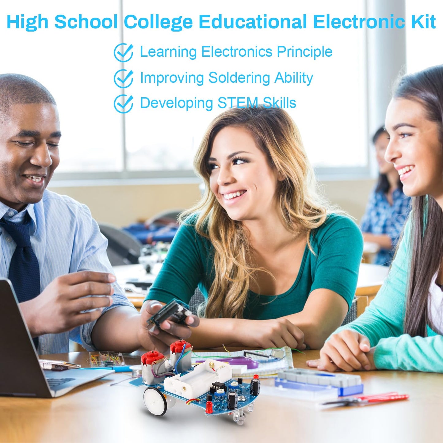 Mioyoow Soldering Practice Kit, 2 Pack Line Following Robot Car Kit Beginners Diy Smart Car Soldering Project Kit For School Stem Education, Learning Electronic Toys For 10+ Years Old Boys Girls