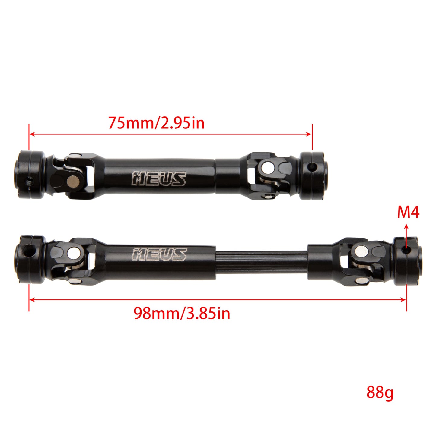 Meus Racnig 2Pcs Trx4 Scx10 Driveshafts For 1/10 Rc Crawler Traxxas Trx4/Axial Scx10/Tamiya Cco1/Redcat Gen8 Etc.. (75Mm)