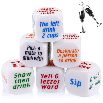 Hanaive 6 Pcs Party Drinking Bar Dice Game Resha Roulette Drinking Games Bachelorette Party Game For Adults White Elephant Gift