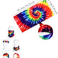 Inrajoper Boys 4 Pcs Hippie Costume Accessories Set 60S 70S Colorful Kids Fun Tie Dye T-Shirt For Theme Party 7-8 Years Multicol