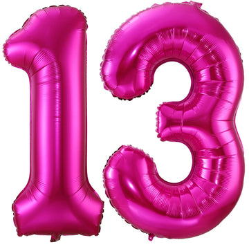 Hot Pink 13 Balloon Numbers,40 Inch 13Th Or 31St Birthday Balloon Foil Mylar Number 13 Balloon Large Dark Pink Number Balloons For Birthday Party Anniversary Festival Decorations