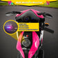 Blitzshark 12V Electric Motorcycle  Kids Motorcycle with Training Wheel  7AH Battery Ride On Motorbike for Kids  3.2 MPH Max Speed  Twist Grip Throttle  Soft Tires  Extra Long Seat  Pink and White