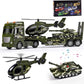 ZHFUYS 25.6'' Green Military Big Truck Toys, Big Truck Toy with Tank and Helicopter,Army Toys with Sounds & Lights, Great Gift f