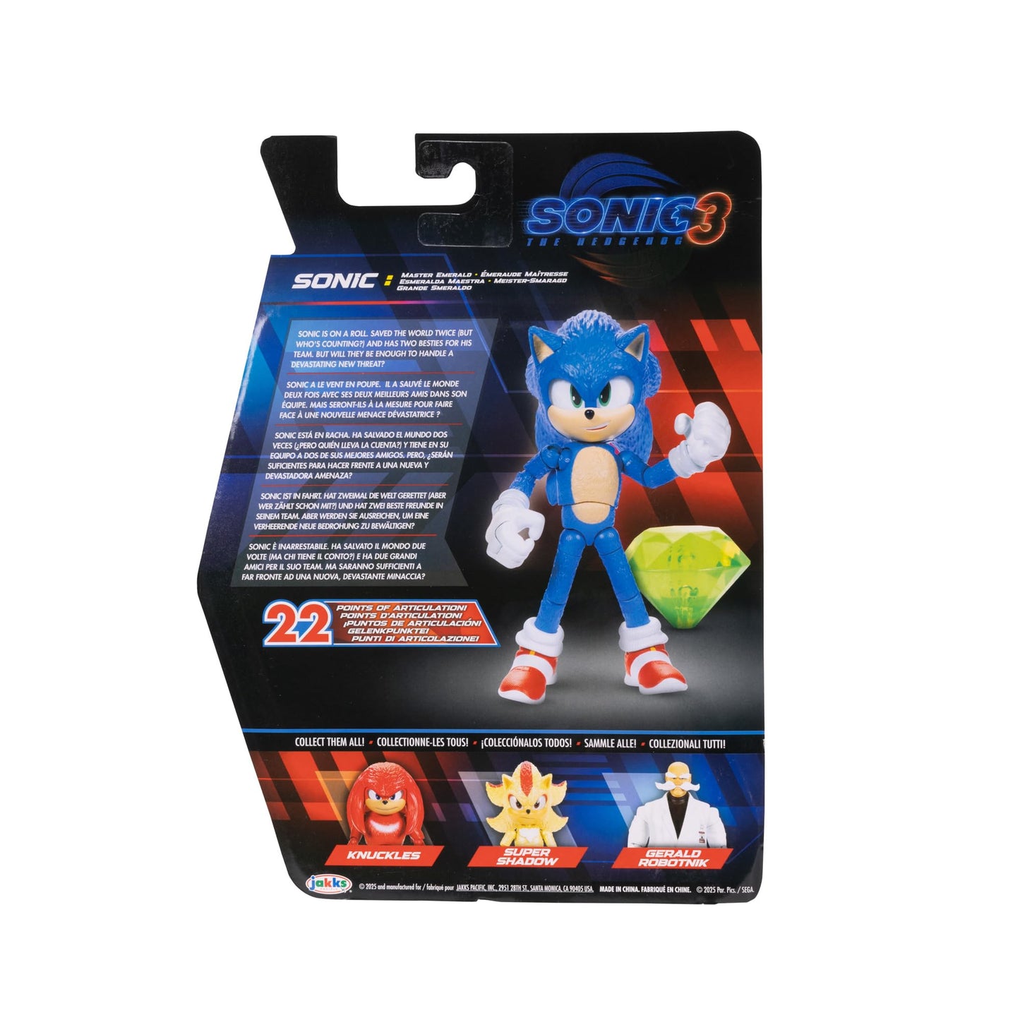 Sonic The Hedgehog Sonic 3 Movie 5'' Action Figures: Sonic With Emerald Wave #3