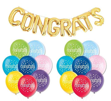 HK balloons Gold Congratulation Party Decorations Foil Balloons With Printed Congrats Balloons For Decorations (Congratulations 