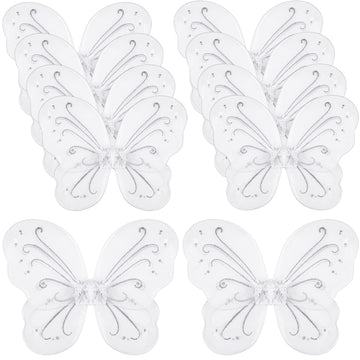 Chivao 10 Pieces Fairy Wings Butterfly Wings Wedding Decoration Costume Birthday Christmas Party Favors For Boys Girls(White)