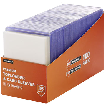 200 Pack 3'X4' Card Sleeves Top Loaders For Cards, Baseball Card Protectors Hard Plastic, Premium Toploaders Card Holder For Sports Football Trading Cards (100 Toploaders + 100 Penny Sleeves)