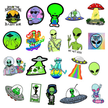 Roranic Alien Stickers For Kids Adults,50Pcs No Duplicates Waterproof Matte Vinyl Cool Alien Stickers Pack For Water Bottle Skat