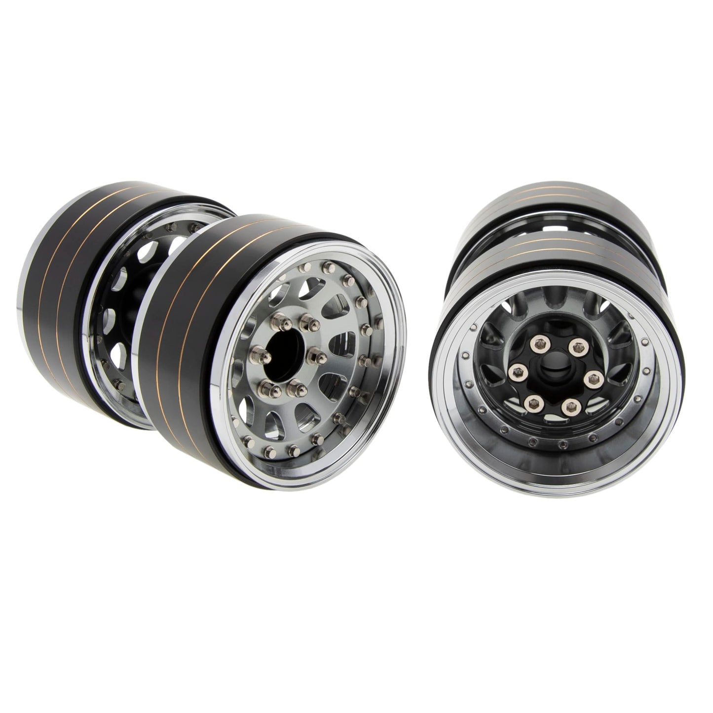 MEUS RACING 1.9'' Beadlock Wheels Rims, 120.5g Brass & Aluminum Deep-Dish Wheels for 1/10 RC Crawler SCX10 TRX4 VS4-10 Gen8 (D-T