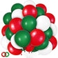 100 Pcs Christmas Red Green Balloons 12 Inch Red Green And White Latex Balloons With 65Ft Ribbon For Christmas Birthday Baby Sho